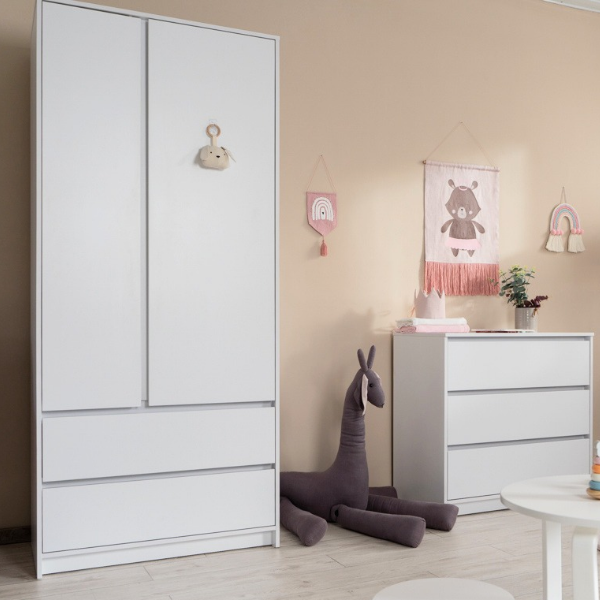 Dvoudveřová šatní skříň Lovitto Gekko. 90х50х207cm. Bílá